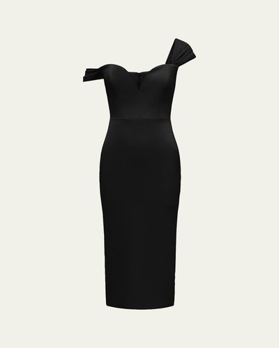 sweetheart off shoulder bodycon midi dress Women's Sweetheart Neck Midi Bodycon Dress