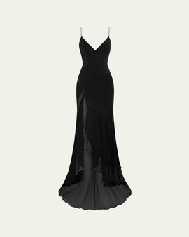 Alex Perry Plunging Panelled Silk Bikini Gown