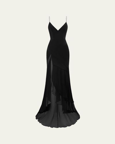 Alex Perry Plunging Panelled Silk Bikini Gown