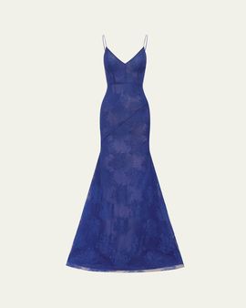 Alex Perry Plunging Sheer Lace Bikini Gown