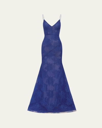 Alex Perry Plunging Sheer Lace Bikini Gown
