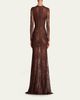 Alex Perry Sheer Lace Long-Sleeve Trumpet Gown - 3
