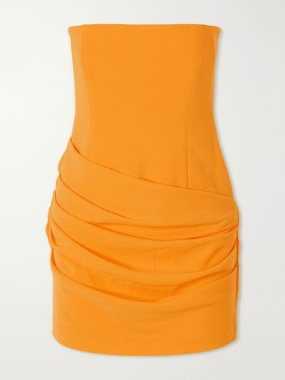 ALEX PERRY Strapless draped crepe mini dress