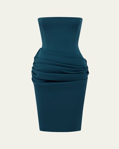 Alex Perry Strapless Draped Stretch Crepe Longline Dress