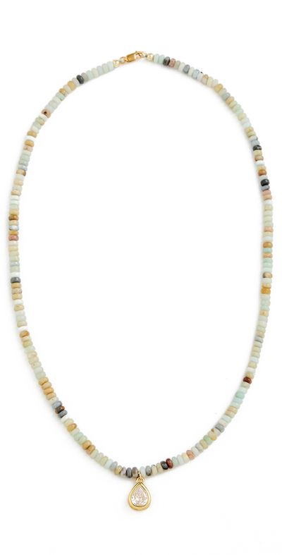 Alexa Leigh Alexa Leigh Seafoam Beaded Necklace Yellow Gold One