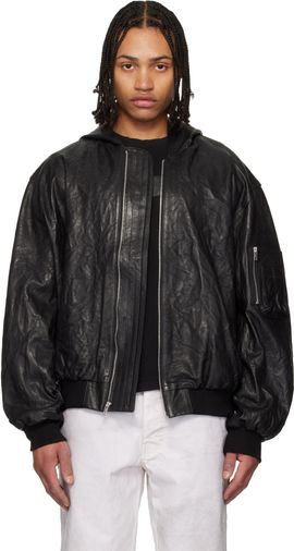 ALEXANDER DIGENOVA ALEXANDER DIGENOVA Black Leather Hooded Jacket