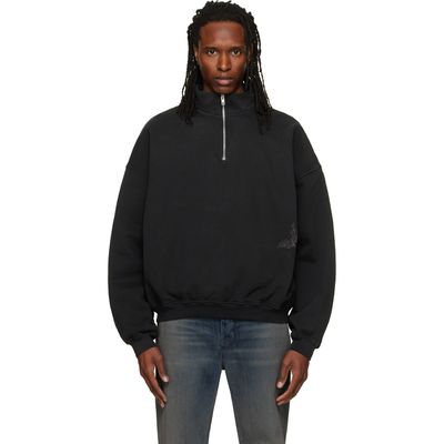 ALEXANDER DIGENOVA ALEXANDER DIGENOVA Black Stencil Logo Quarter Zip Sweater