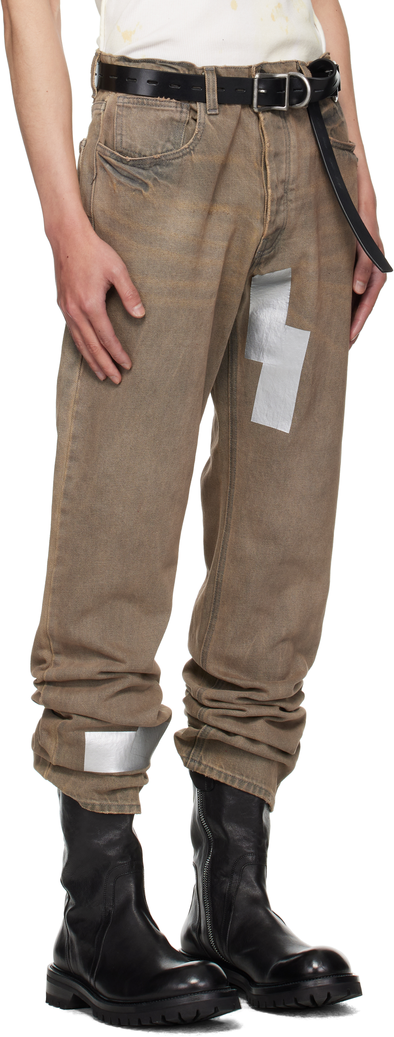 ALEXANDER DIGENOVA - Gray Straight Leg Duct Tape Jeans