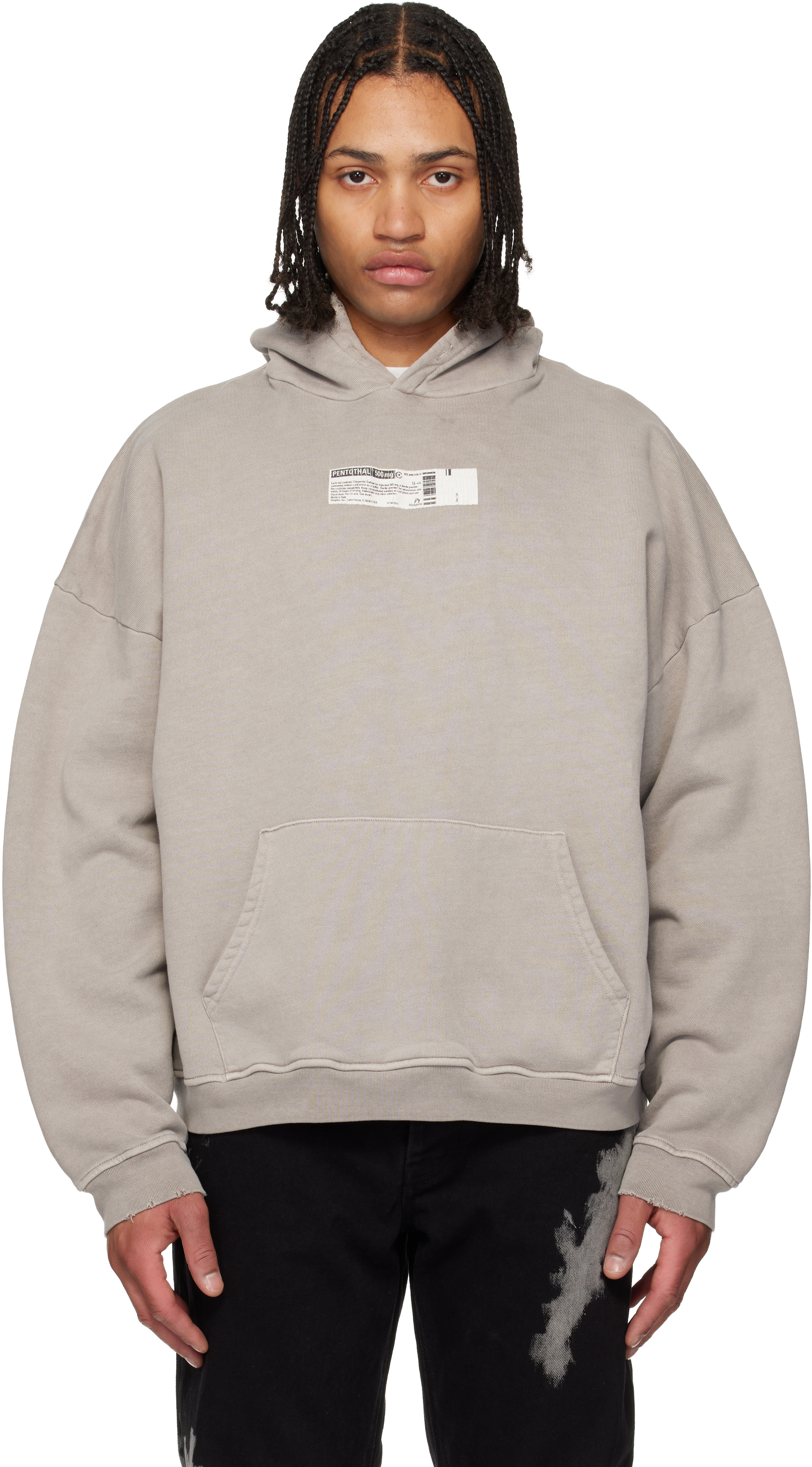 ALEXANDER DIGENOVA - Gray 'Truth Serum' Shrunken Hoodie