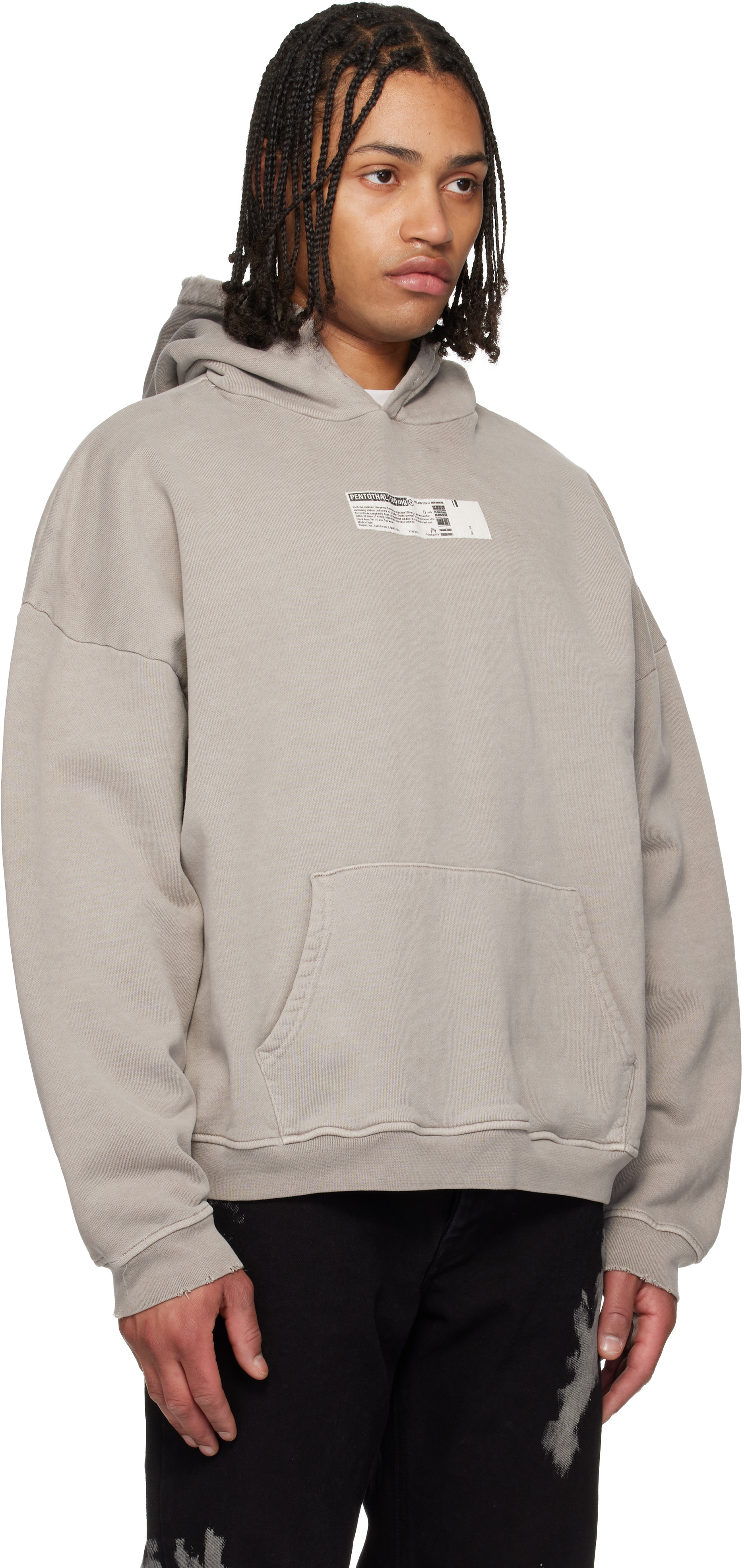 ALEXANDER DIGENOVA - Gray 'Truth Serum' Shrunken Hoodie