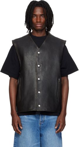 Alexander Wang Alexander Wang Black Boxy Moto Leather Vest