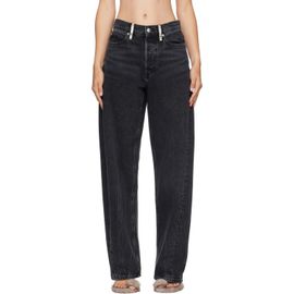 Alexander Wang Alexander Wang Black Crystal Hotfix Belt Loop Mid-Rise Relaxed Jeans