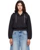 Alexander Wang Alexander Wang Black Crystal Hotfix Drawcord Cropped Zip-Up Hoodie - 1