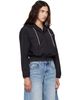 Alexander Wang Alexander Wang Black Crystal Hotfix Drawcord Cropped Zip-Up Hoodie - 2