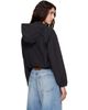 Alexander Wang Alexander Wang Black Crystal Hotfix Drawcord Cropped Zip-Up Hoodie - 3