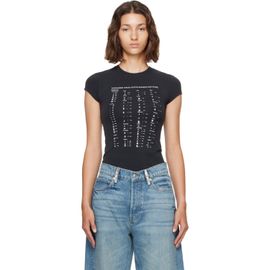 Alexander Wang Alexander Wang Black Crystal Hotfix Graphic Fitted T-shirt