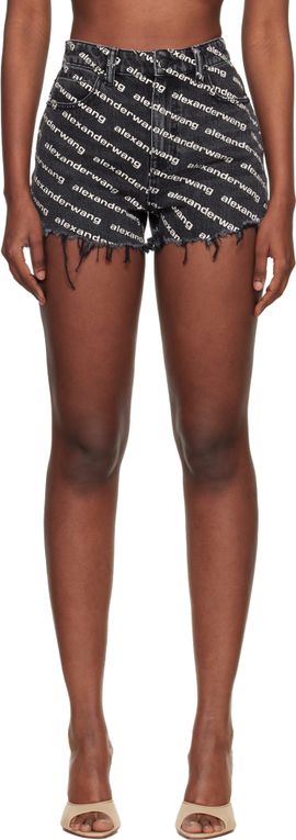 Alexander Wang Alexander Wang Black Denim Bite Logo Shorts