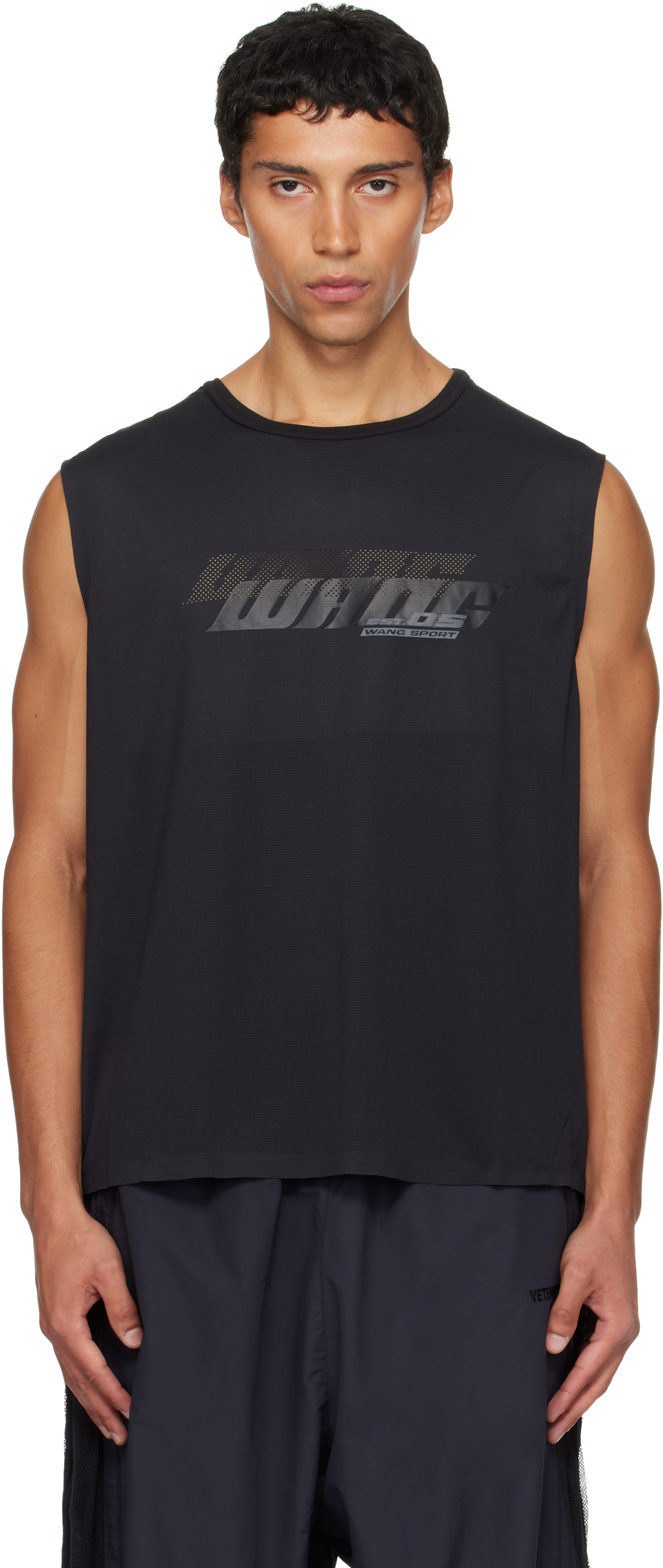 【ALEXANDER WANG】LOGO MUSCLE TANK TOP M Alexander Wang - Black Graphic Logo Muscle Tank Top