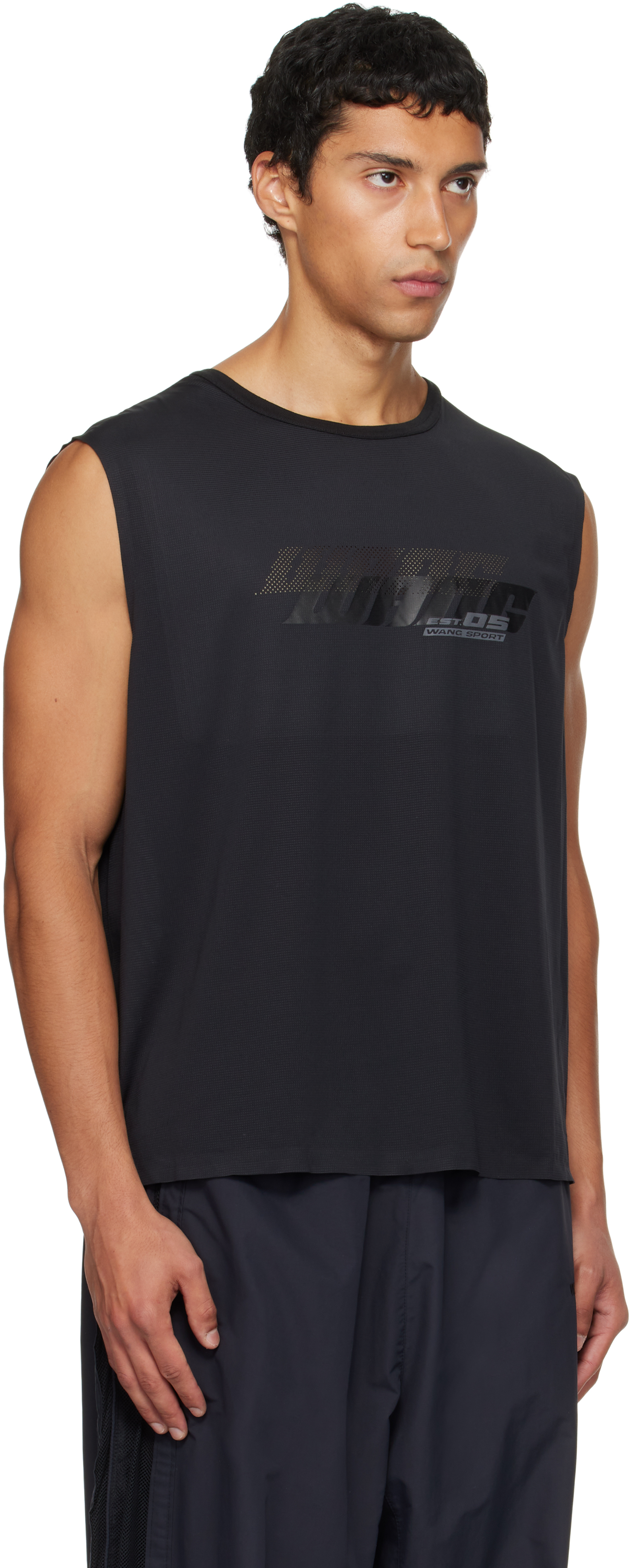Alexander Wang - Black Graphic Logo Muscle Tank Top