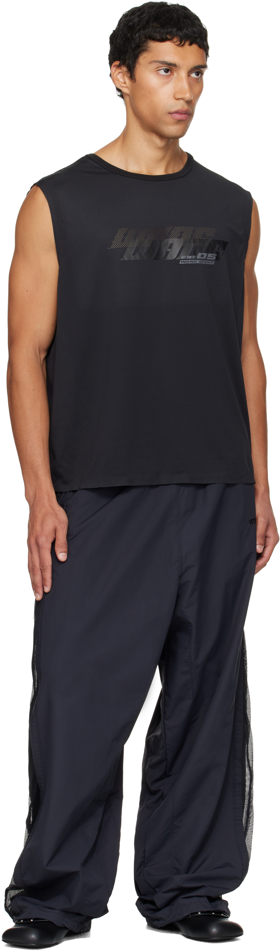 Alexander Wang - Black Graphic Logo Muscle Tank Top