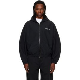 Alexander Wang Alexander Wang Black Logo Print Oversized Zip Up Hoodie