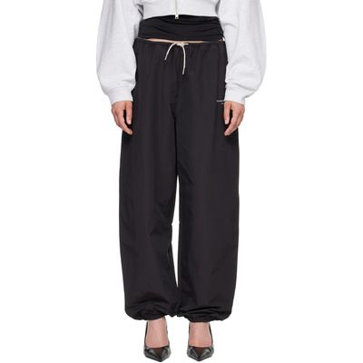 Alexander Wang Alexander Wang Black Rhinestone Drawcord Mid-Rise Track Pants