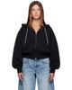 Alexander Wang Alexander Wang Black Rhinestone Drawcord Zip-Up Hoodie - 1
