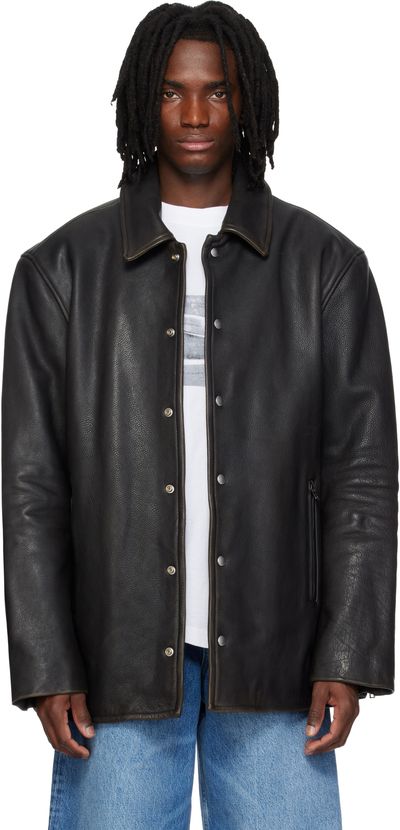 Alexander Wang Alexander Wang Black Snap Front Leather Jacket