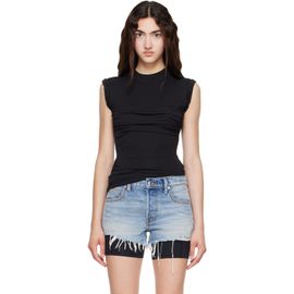 Alexander Wang Alexander Wang Black Twisted Bust Layered Tank Top