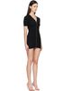 Alexander Wang Alexander Wang Black V-Neck Short Sleeve Pointelle Zip Minidress - 2