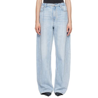 Alexander Wang Alexander Wang Blue Balloon Jogger Rhinestone Drawcord Jeans