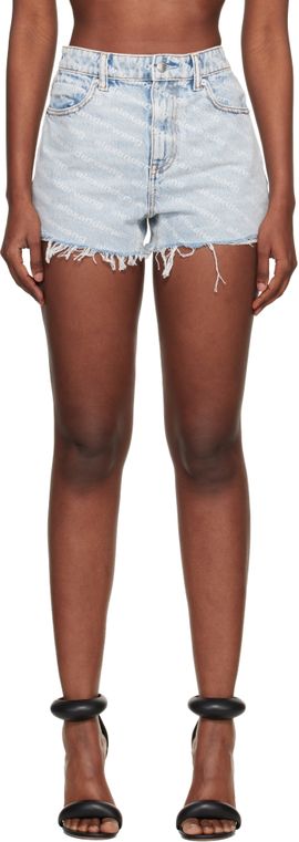 Alexander Wang Alexander Wang Blue Denim Bite Logo Shorts