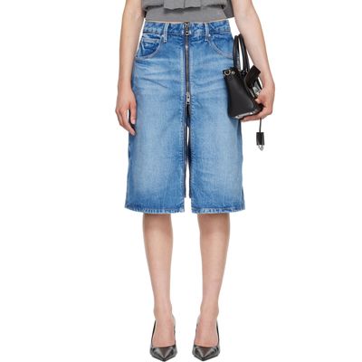 Alexander Wang Alexander Wang Blue Zip Front Midi Skort