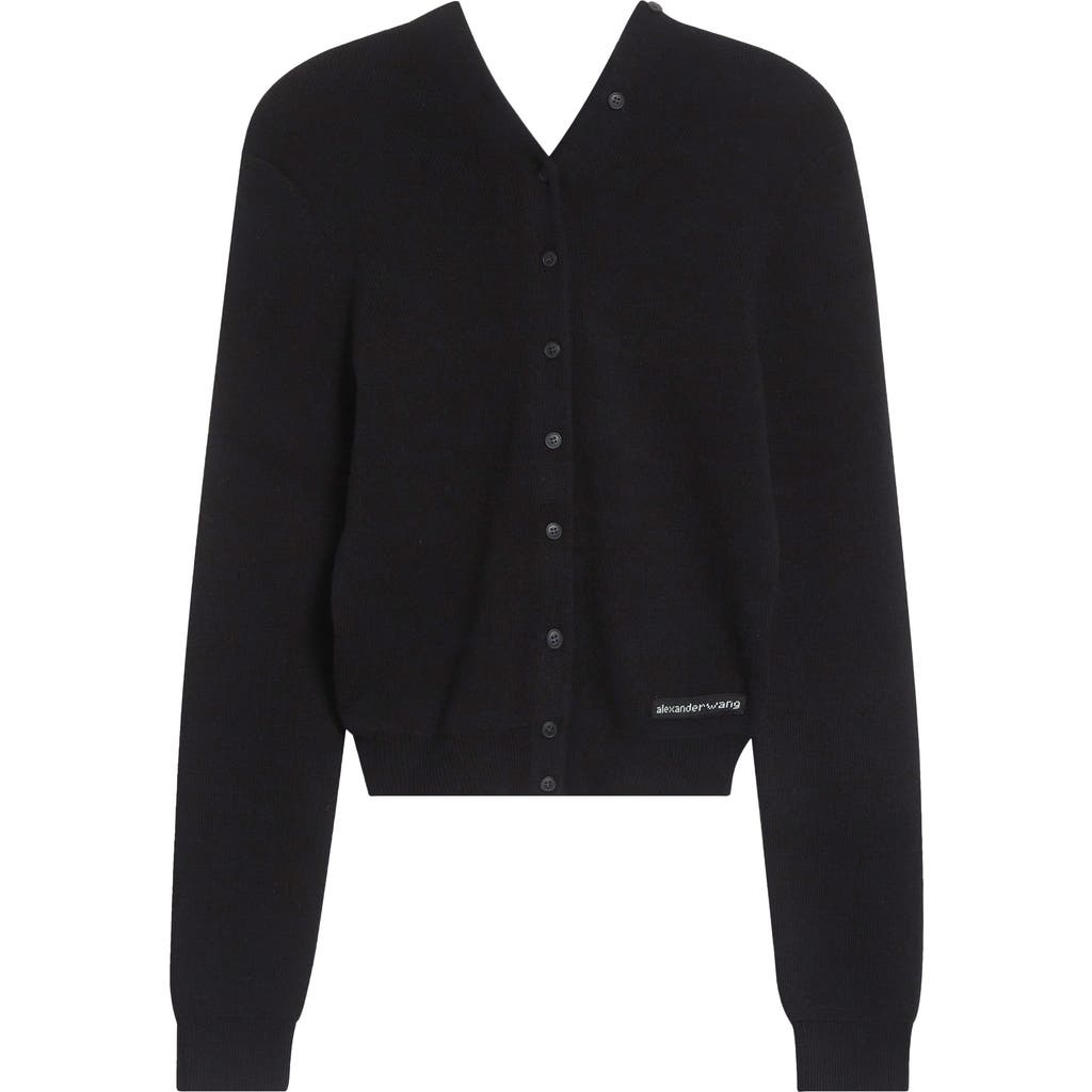 Alexander Wang Alexander Wang Continuous Placket Crop Wool Blend Cardigan