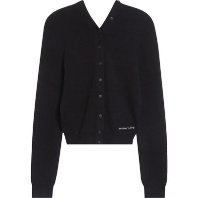 Alexander Wang Alexander Wang Continuous Placket Crop Wool Blend Cardigan