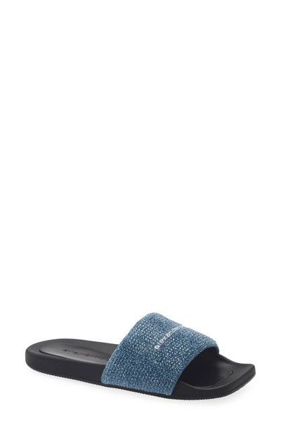 Alexander Wang Alexander Wang Crystal Embellished Denim Slide Sandal