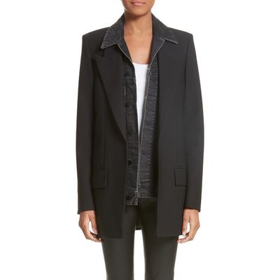 Alexander Wang Alexander Wang Denim & Wool Blend Layered Jacket