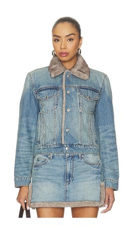 Alexander Wang Alexander Wang Denim Jacket With Faux Mink Lining