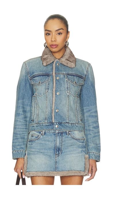 Alexander Wang Alexander Wang Denim Jacket With Faux Mink Lining