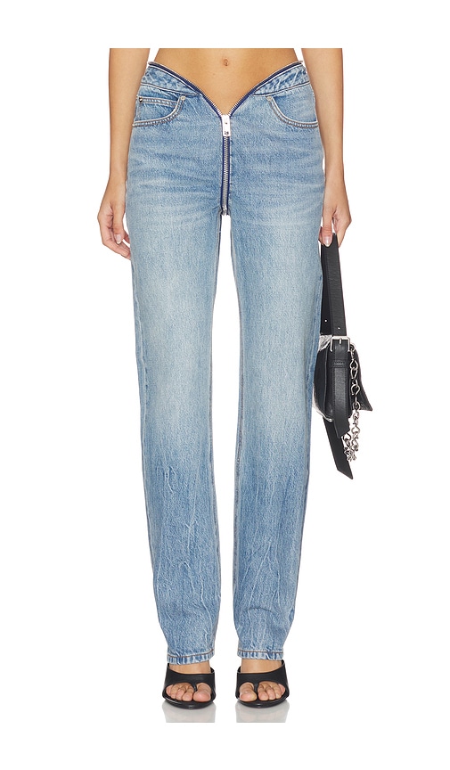 Alexander Wang - Dipped V Zip Waistband Straight Leg Jeans
