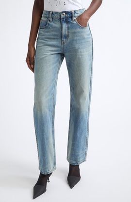 Alexander Wang Alexander Wang EZ Embellished Chain Straight Leg Jeans