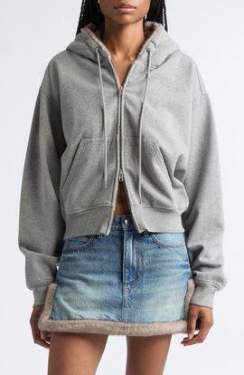 Alexander Wang Alexander Wang Faux Fur Hood Full Zip Hoodie