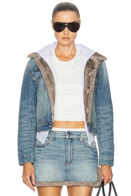 Alexander Wang Alexander Wang Faux Mink Lined Denim Jacket
