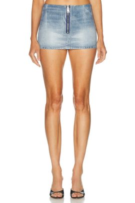 Alexander Wang Alexander Wang Glazed Denim Mini Skirt