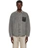 Alexander Wang Alexander Wang Gray Button Down Shadow Pocket Graphic Shirt - 1