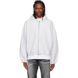 Alexander Wang Alexander Wang Gray Crystal Embellished Oversized Zip-Up Hoodie
