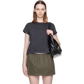 Alexander Wang Alexander Wang Gray Hotfix Logo Shrunken T-shirt