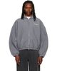 Alexander Wang Alexander Wang Gray Logo Print Oversized Zip Up Hoodie - 1