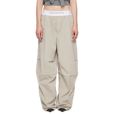 Alexander Wang Alexander Wang Gray Mid-Rise Pleated Wide-Leg Lounge Pants