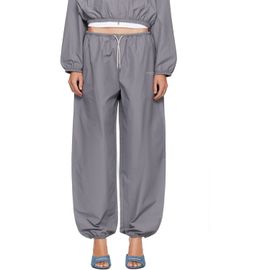 Alexander Wang Alexander Wang Gray Mid-Rise Rhinestone Drawcord Track Pants